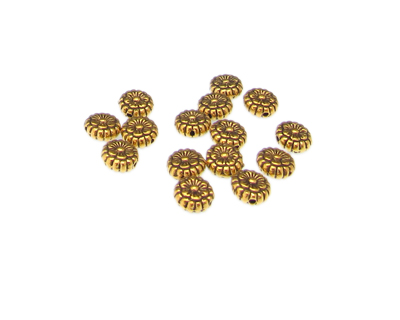 6mm Flower Metal Gold Spacer Bead, approx. 15 beads