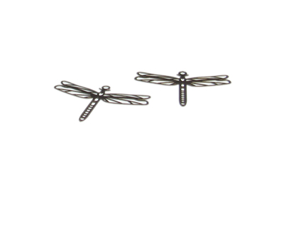 30 x 24mm Dragonfly Silver Metal Pendant, 2 pendants