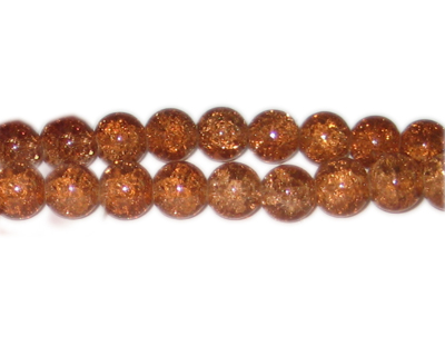 10mm Golden Brown Crackle Glass Bead, approx. 21 beads