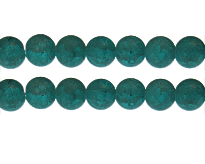 12mm Aqua Crackle Frosted Glass Bead, approx. 14 beads