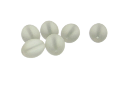 16 x 12mm Milky Oval Pressed Glass Bead, 6 beads
