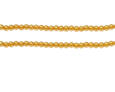 4mm Yellow Glass Pearl Bead, approx. 113 beads