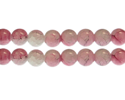 12mm Dusty Pink/Gray Duo-Style Glass Bead, approx. 13 beads