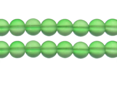 12mm Green Sea/Beach-Style Glass Bead, approx. 13 beads