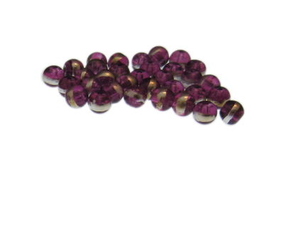 (image for) Approx. 1oz. x 6mm Plum Glass Bead w/Silver Line