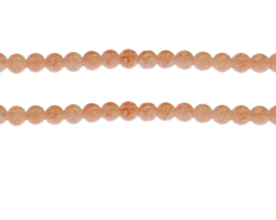 6mm Soft Peach Marble-Style Glass Bead, approx. 68 beads