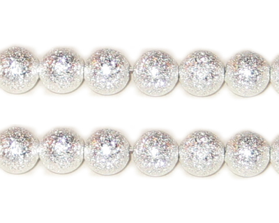(image for) 8mm Silver Round Stardust Brass Bead, approx. 18 beads