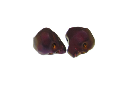 (image for) 24 x 20mm Purple Skull Glass Bead, 2 beads