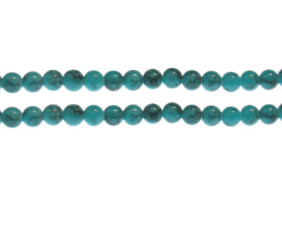 6mm Aqua Marble-Style Glass Bead, approx. 72 beads