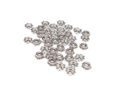 (image for) 6mm Silver Metal Bead Cap, approx. 40 caps