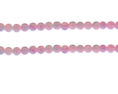 6mm Pink/Lilac Marble-Style Glass Bead, approx. 68 beads