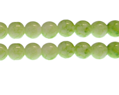 (image for) 12mm Lime Green Marble-Style Glass Bead, approx. 17 beads - Click Image to Close