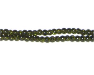 4mm Olive Crackle Glass Bead, approx. 105 beads