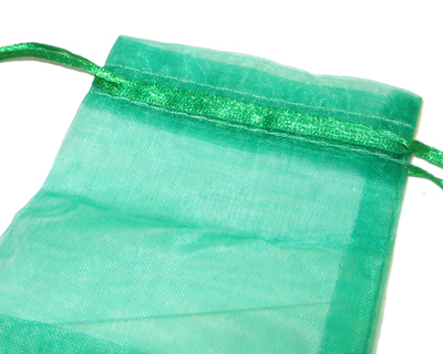 (image for) 3.5 x 4.75" Dark Green Organza Gift Bag - 3 bags