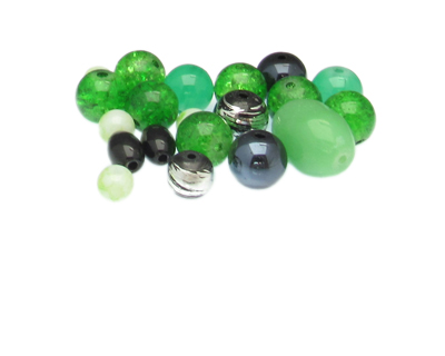 Approx. 1oz. Gorgeous Green Designer Glass Bead Mix