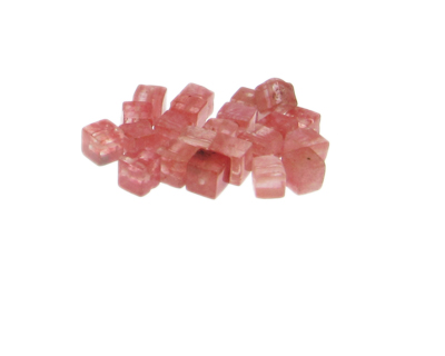 6mm Cherry Quartz Gemstone Cube Bead, 22 beads