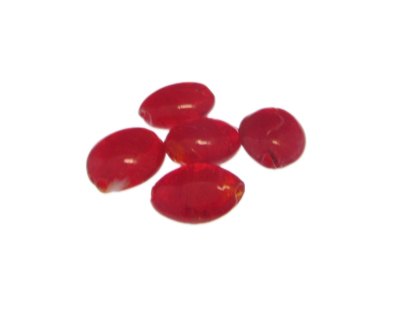 20 x 16mm Red Oval Lampwork Glass Bead, 5 beads