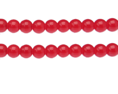 10mm Red Jade-Style Glass Bead, approx. 21 beads