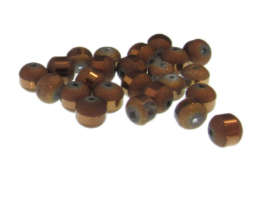 Approx. 1oz. x 8mm Copper Druzy-Style w/Line Glass Beads