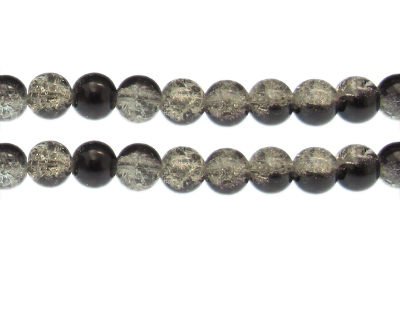 (image for) 10mm Black Duo Crackle Glass Bead, approx. 18 beads