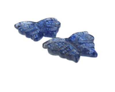 34 x 24mm Blue Quartz Butterfly Pendant, 2 beads
