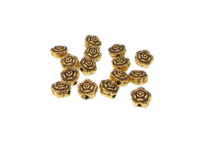 6mm Flower Metal Gold Spacer Bead, approx. 15 beads