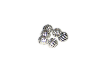 (image for) 8mm Silver Striped Metal Spacer Bead, 6 beads, large hole