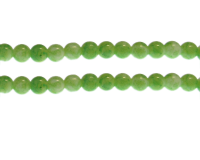 8mm Apple Green Marble-Style Glass Bead, approx. 55 beads