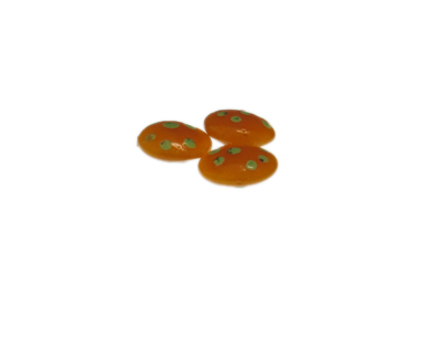 18mm Orange Dot Lampwork Glass Bead, 1 bead, NO Hole