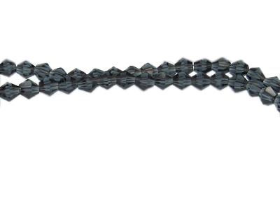 6mm Midnight Blue Faceted Glass Bicone Bead, 12" string