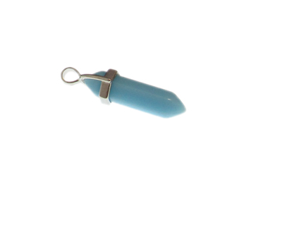 40 x 14mm Soft Turquoise Gemstone Pendant with silver bale