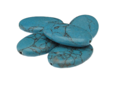 30 x 20mm Turquoise Oval Gemstone Bead, 5 beads