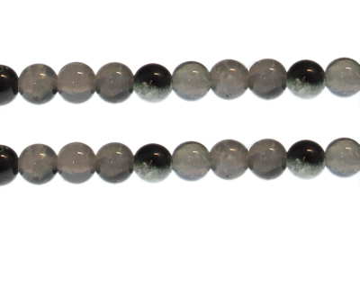 (image for) 10mm Black/Gray Duo-Style Glass Bead, approx. 18 beads - Click Image to Close
