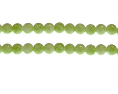 8mm Light Green Marble-Style Glass Bead, approx. 55 beads