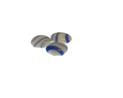 18mm White Stripe Lampwork Glass Bead, 1 bead, NO Hole