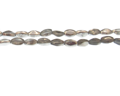 8 x 6mm Silver Electroplated Twisted Oval Glass Bead, 12" string
