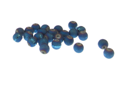 (image for) Approx. 1oz. x 6mm Blue Druzy-Style Glass Bead