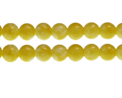 12mm Yellow Marble-Style Glass Bead, approx. 18 beads