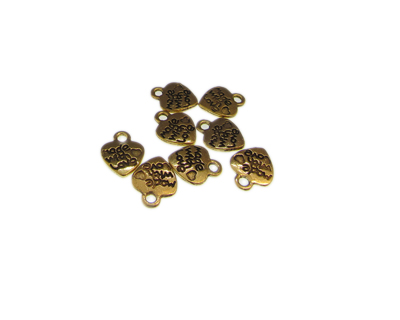 12 x 10mm MADE WITH LOVE Gold Metal Charm, 8 charms