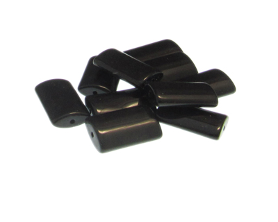 18 x 10mm Black Pressed Glass Rectangle Bead, 12 beads