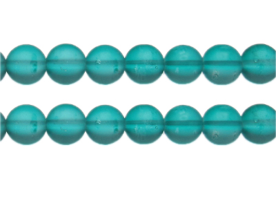 12mm Aqua Semi-Matte Glass Bead, approx. 13 beads