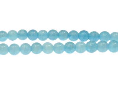 8mm Soft Turquoise Gemstone-Style Glass Bead, approx. 35 beads
