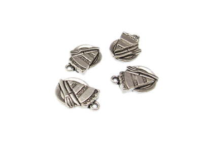 (image for) 20 x 14mm Cake Plate Silver Metal Charms, 4 charms - Click Image to Close