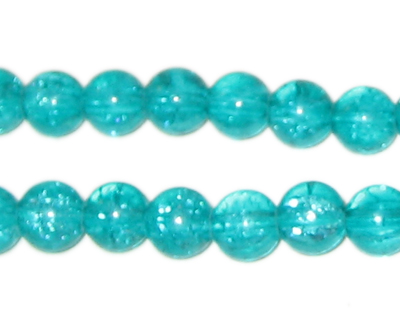 (image for) 8mm Aqua Round Crackle Glass Bead, approx. 55 beads