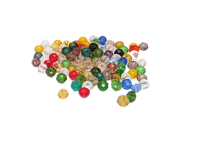 Approx. 0.6oz. x 4x3mm Color Faceted Glass Rondelle Bead