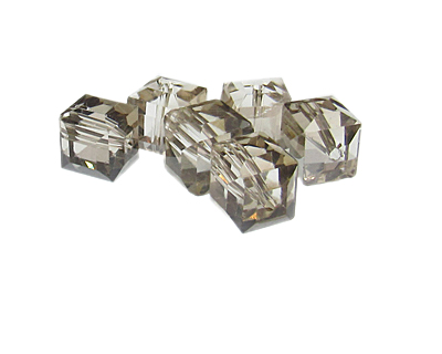14mm Silver Faceted Cube Glass Bead, 6 beads