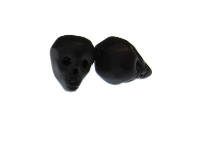 (image for) 24 x 20mm Black Matte Skull Glass Bead, 2 beads