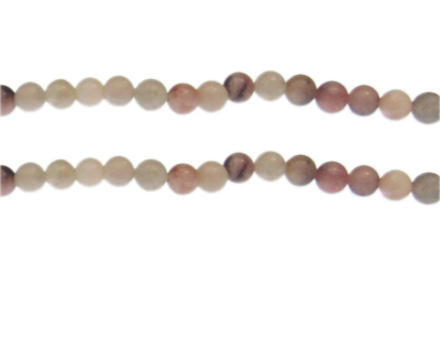 6mm Pink/Beige Gemstone Bead, approx. 30 beads