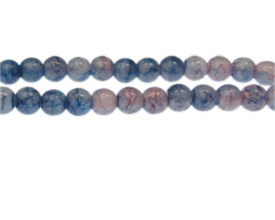 8mm Blue/Dusty Pink Duo-Style Glass Bead, approx. 35 beads