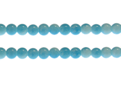 8mm Turquoise Marble-Style Glass Bead, approx. 53 beads
